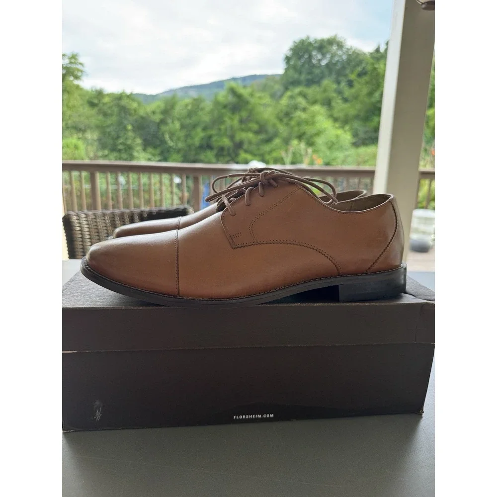 Florsheim Montinaro Cap Toe Men Dress Shoes Size 10.5 Saddle Tan Leather Oxford‎